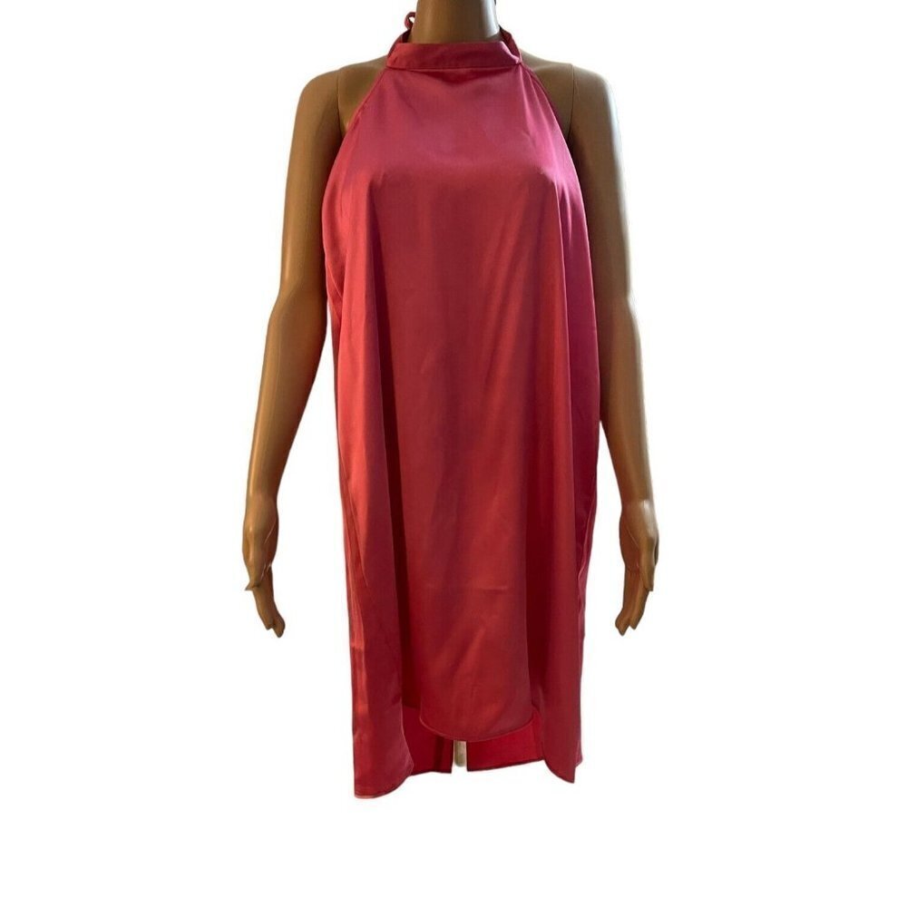 NWT WeWoreWhat Satin Halter Dress Hot Pink Size Medium
